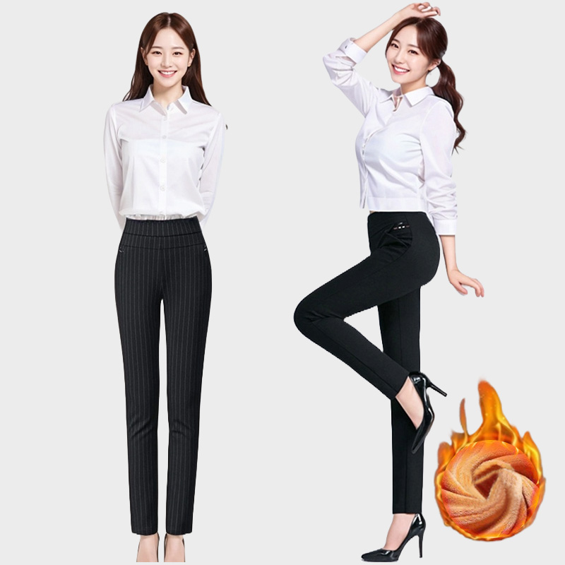 1+1 여성 기모 바지 슬랙스 스판 팬츠 - 메인 이미지