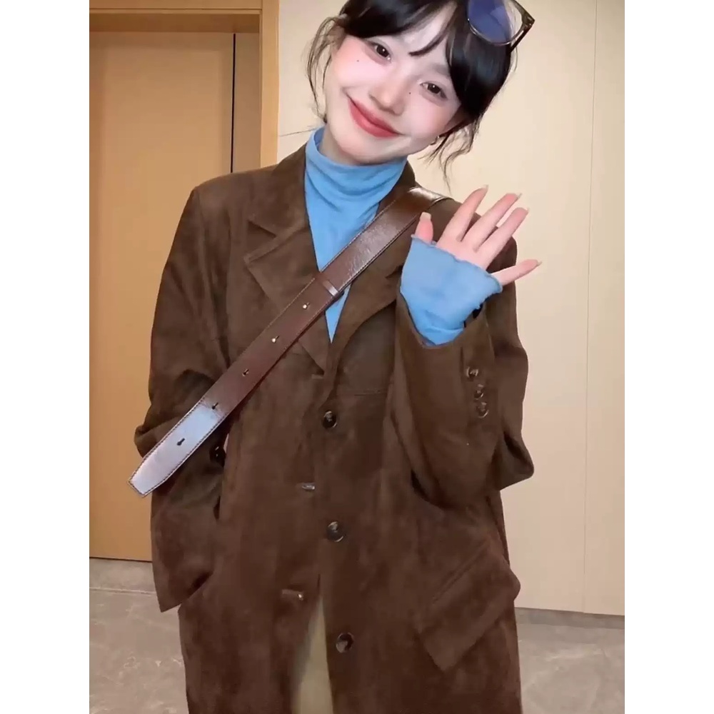 다리미 패밀리 18화 금새록 자켓 브라운 이다림 스웨이드 가을 의상 옷 패션 - 상세 이미지 3