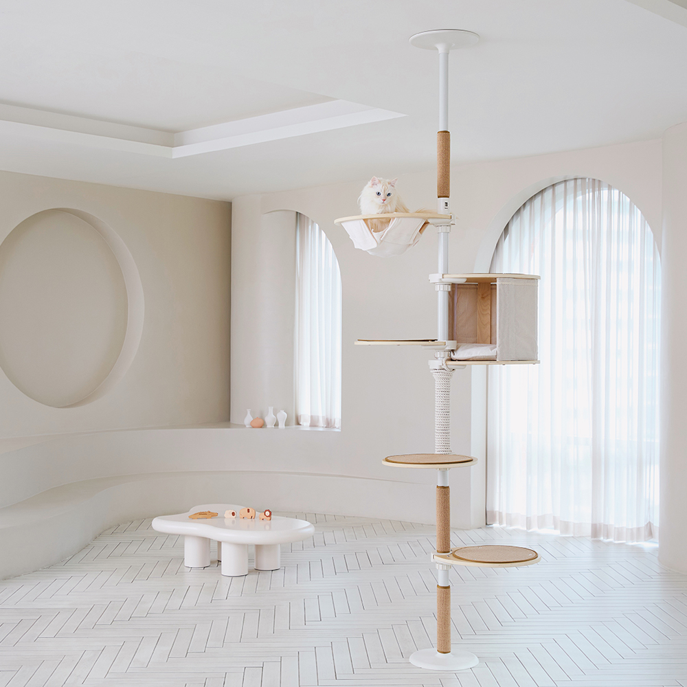 내핑하우스 캣폴 컴팩트E 뚱냥이 아이언 봉 튼튼 원목 캣타워 고양이 먼치킨 높이 조절가능