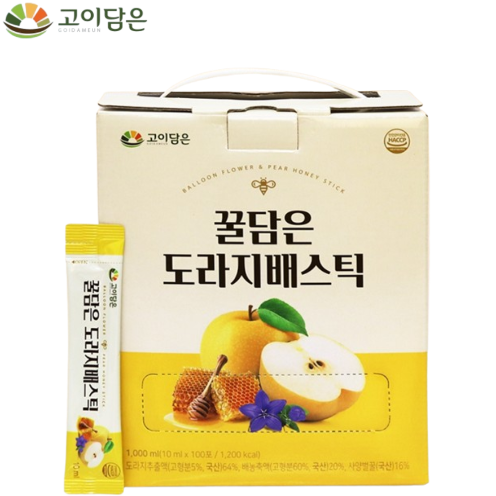 고이담은 프리미엄 배도라지 스틱 10ml 100포 1개 즙 액기스 환절기 목 기관지 건강 - 상품 이미지