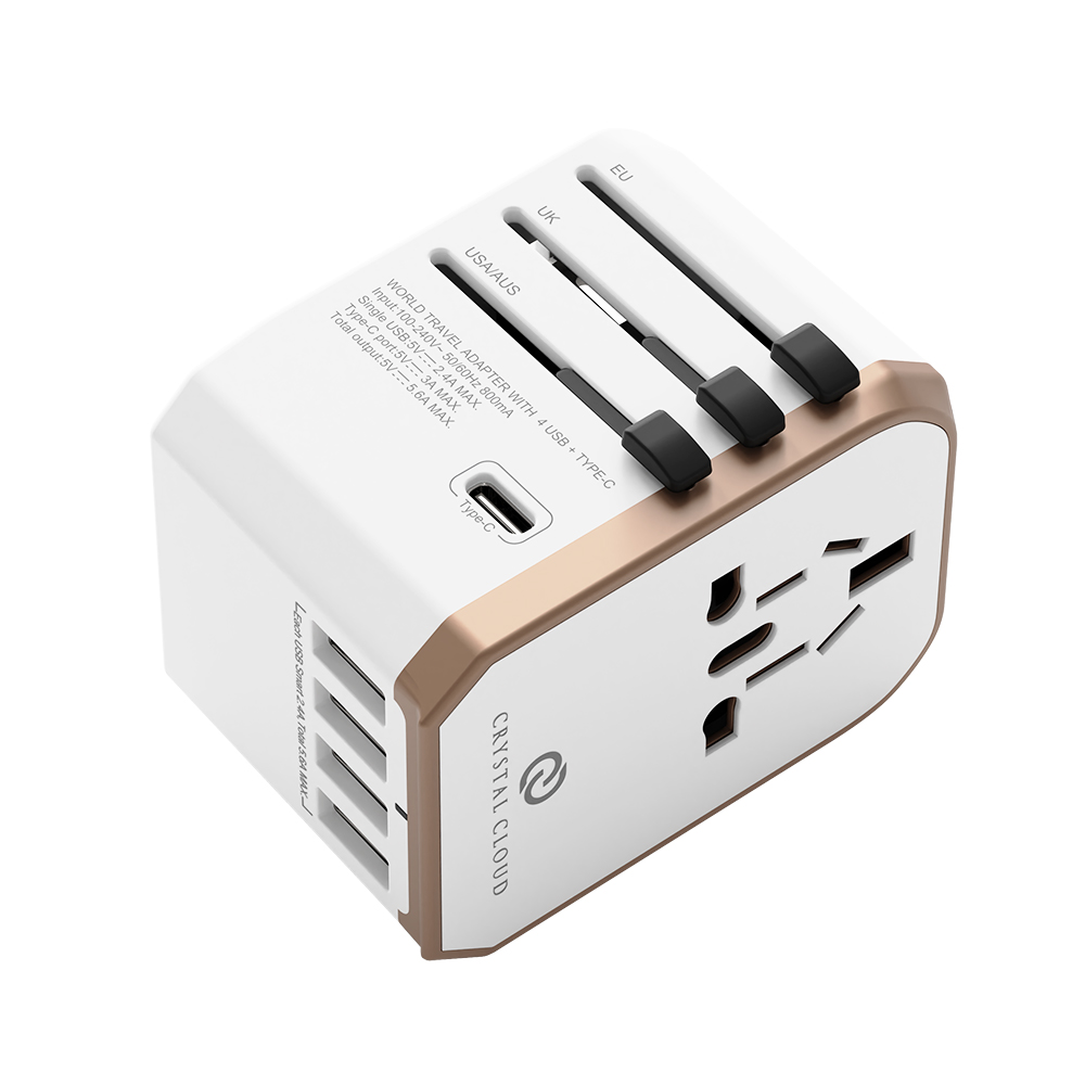 크리스탈클라우드 5포트 USB 5.6A 해외 여행용 멀티 어댑터 돼지코 콘센트 CC-305Plus