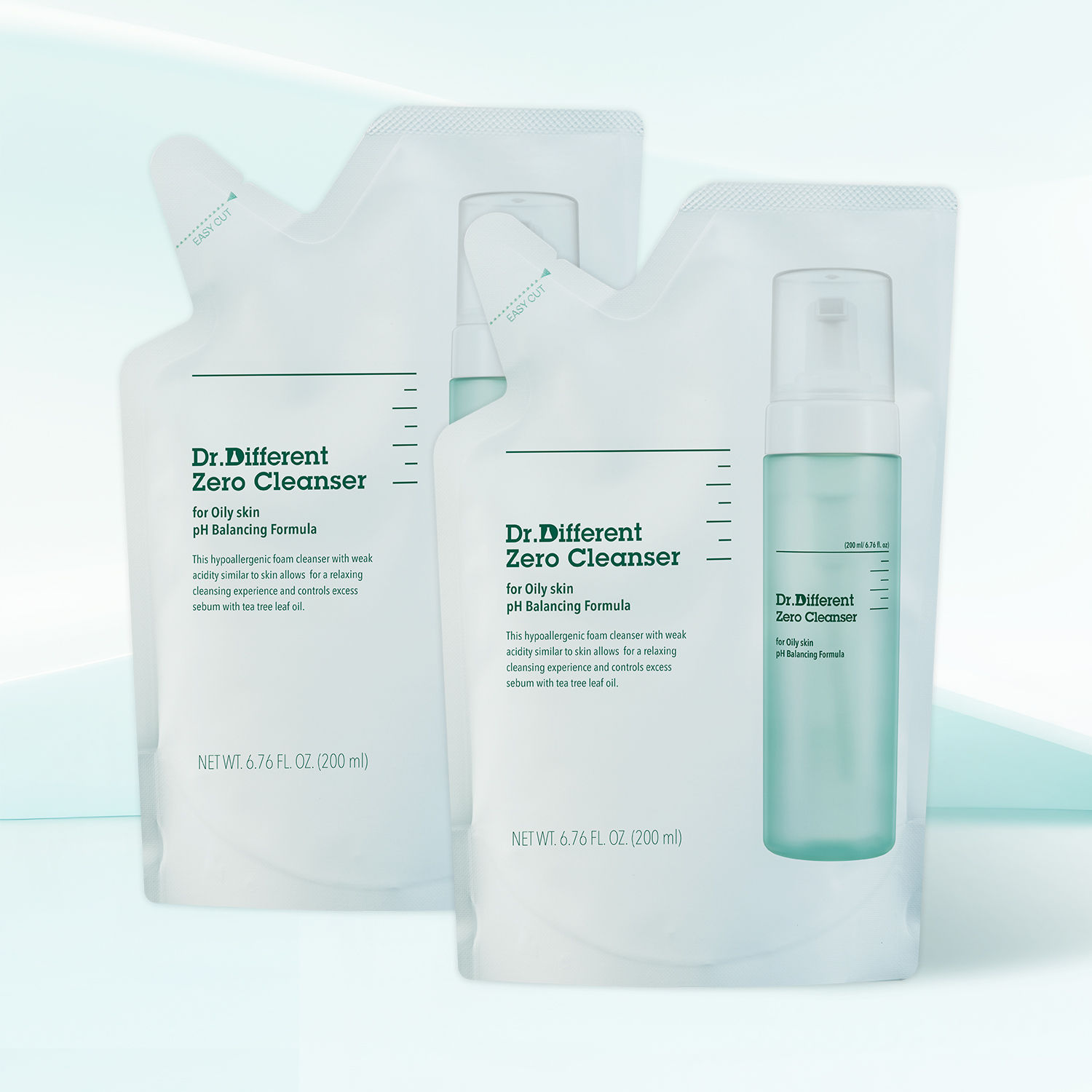 약산성&깔끔/ 닥터디퍼런트 약산성 제로 클렌저 지성 200ml+본품 용량 리필 200ml 세트 - 상세 이미지 2