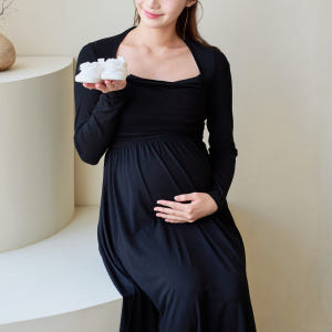 임산부 셔링 원피스 만삭 주수 사진 촬영 키작녀 키큰 하객룩 임부복 착용 후기 | 사이즈/핏 총정리 - 상품 이미지 3