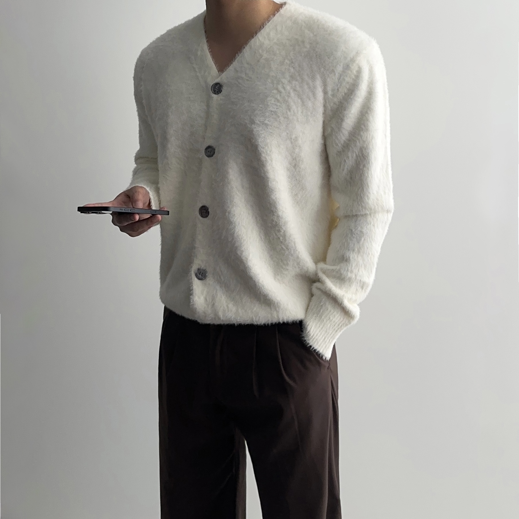 1+1 남자앙고라가디건 남성모헤어가디건 - 상세 이미지 5