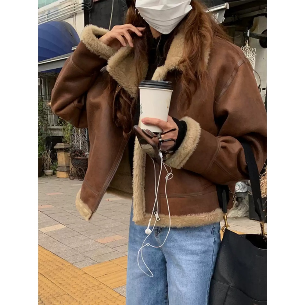 임지연 무스탕 점퍼 공항패션 양모 데일리 의상 옷 패션 - 상세 이미지 3