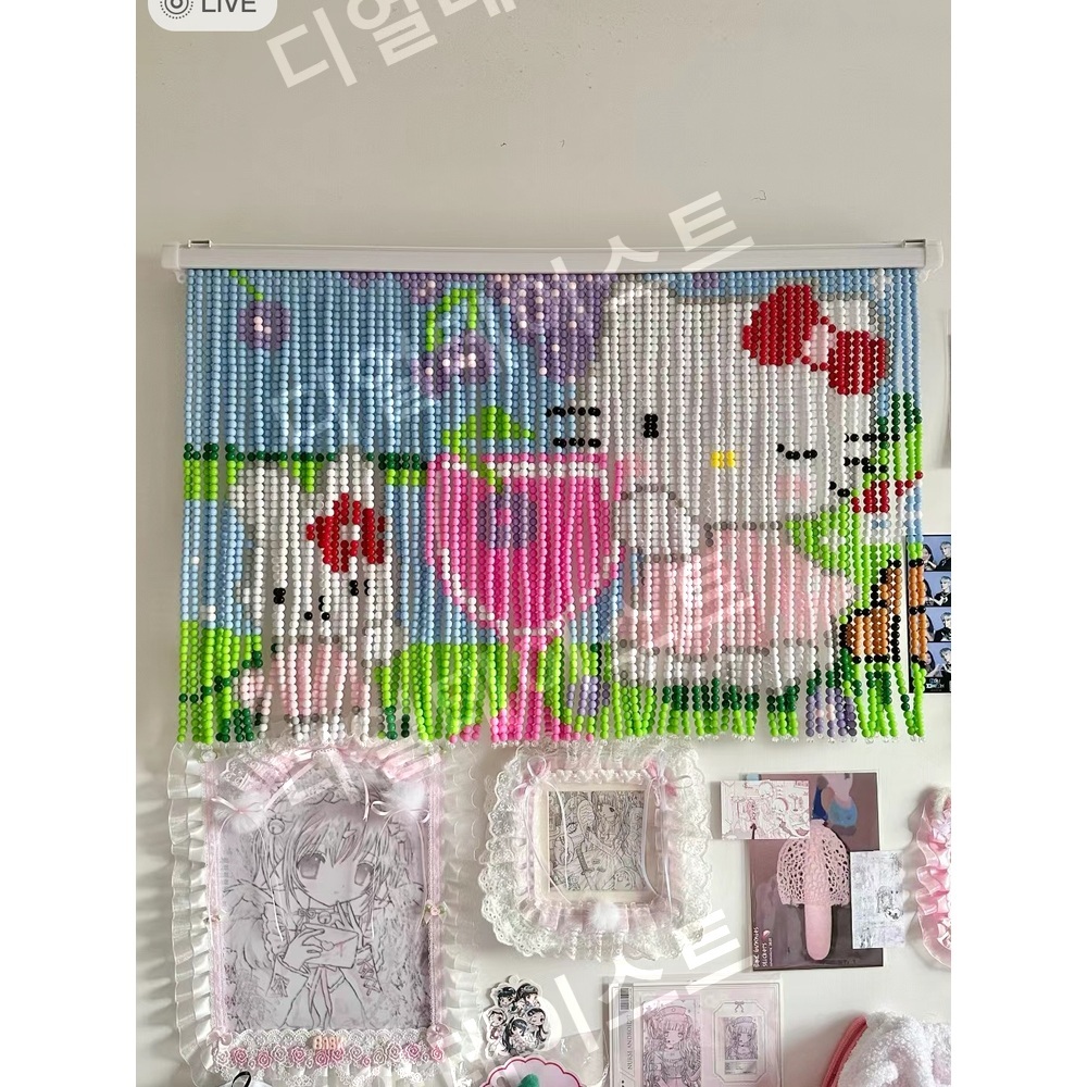 구슬커튼 만들기 키트 diy 재료 헬로키티비즈발 현관발 구슬발 - 상세 이미지 2