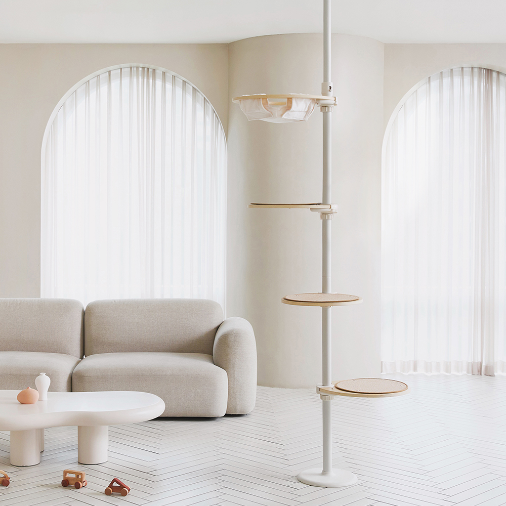 내핑하우스 캣폴 컴팩트E 뚱냥이 아이언 봉 튼튼 원목 캣타워 고양이 먼치킨 높이 조절가능