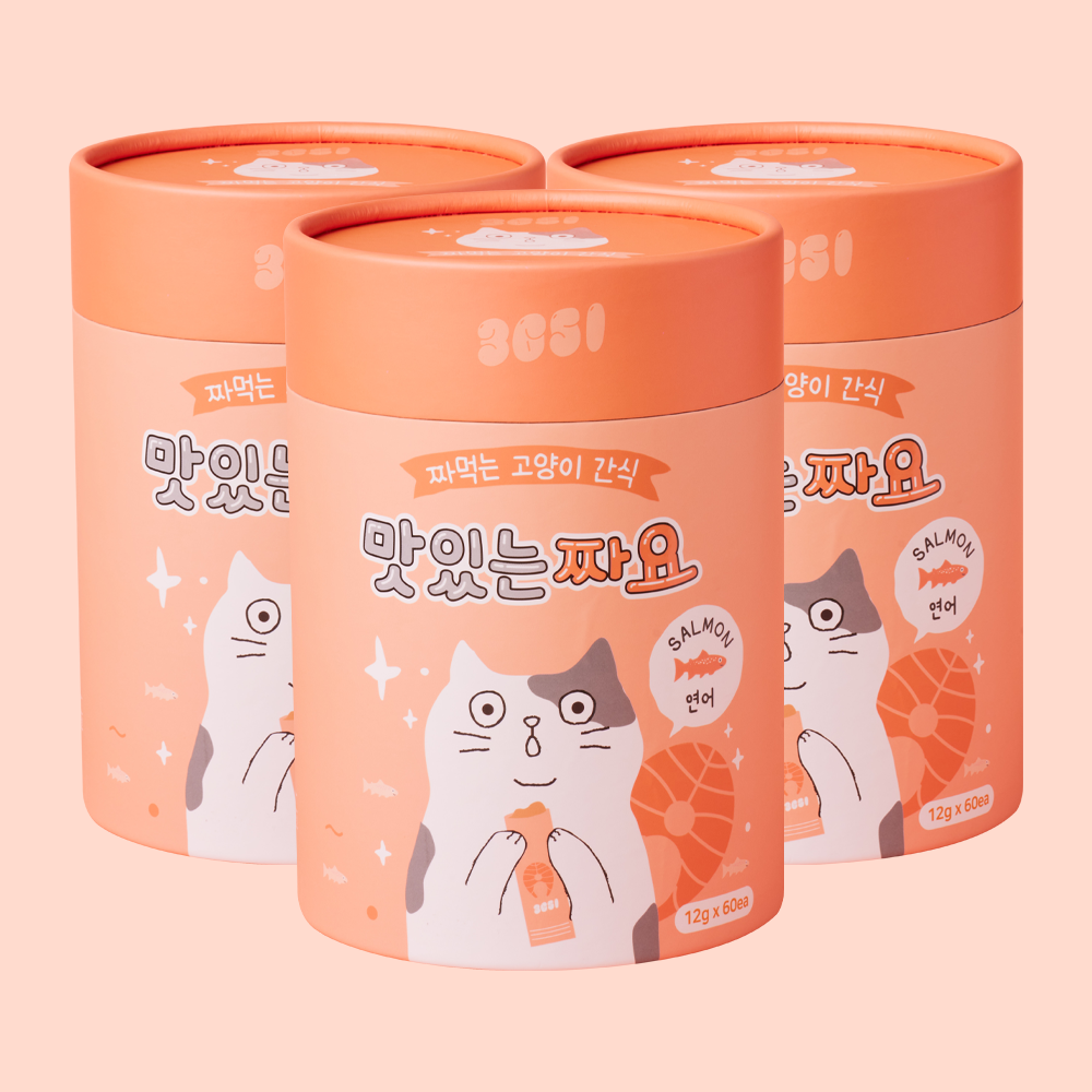 3651 맛있는 짜요 짜먹는 고양이 캔 간식 대용량 연어, 12g, 180개 이미지 1