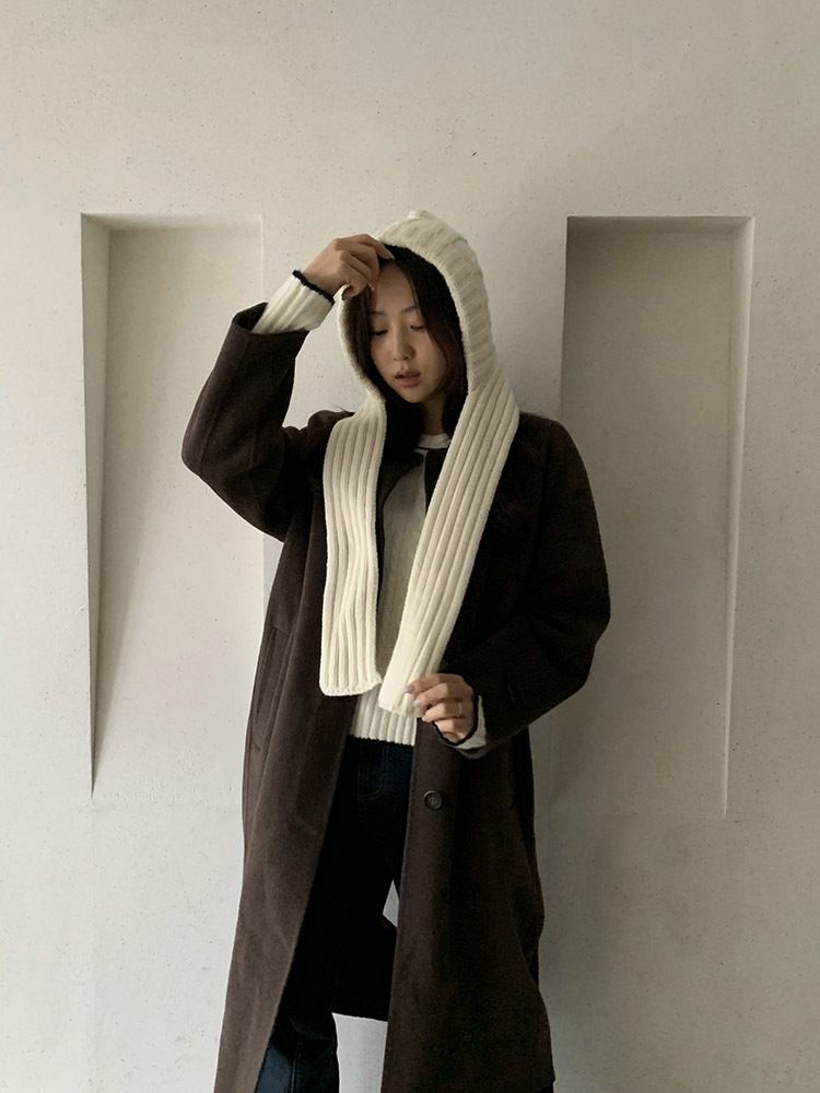 [울80%] 2way 꽈배기 바라클라바 머플러 - 여성 넥워머 후드모자 후드숄 니트목도리 - 상세 이미지 2