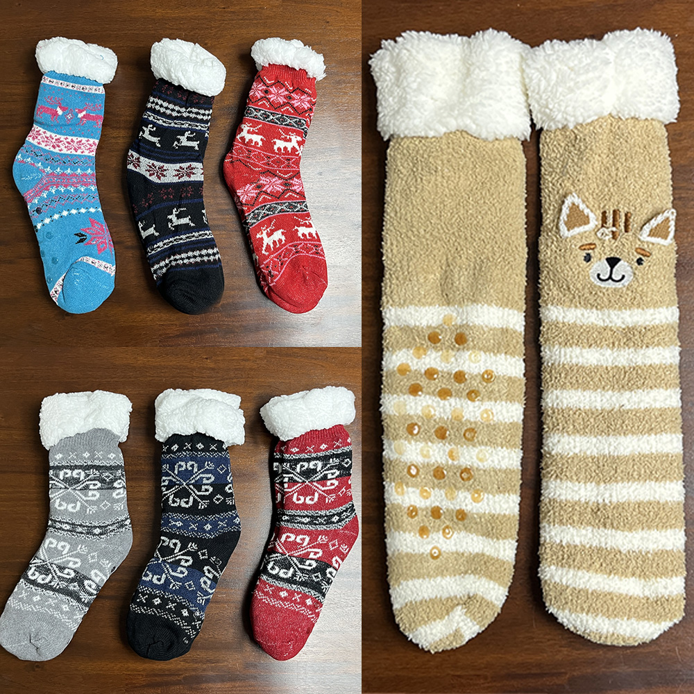 양털 크리스마스수면양말 롱 임산부 수족냉증 귀여운 고양이 덧신 털 무압박 보온 - 상세 이미지 3