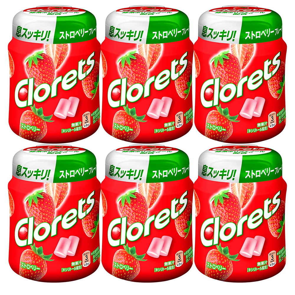 Clorets 일본 클로렛츠 스트로베리 껌 140g 6팩 - 상품 이미지