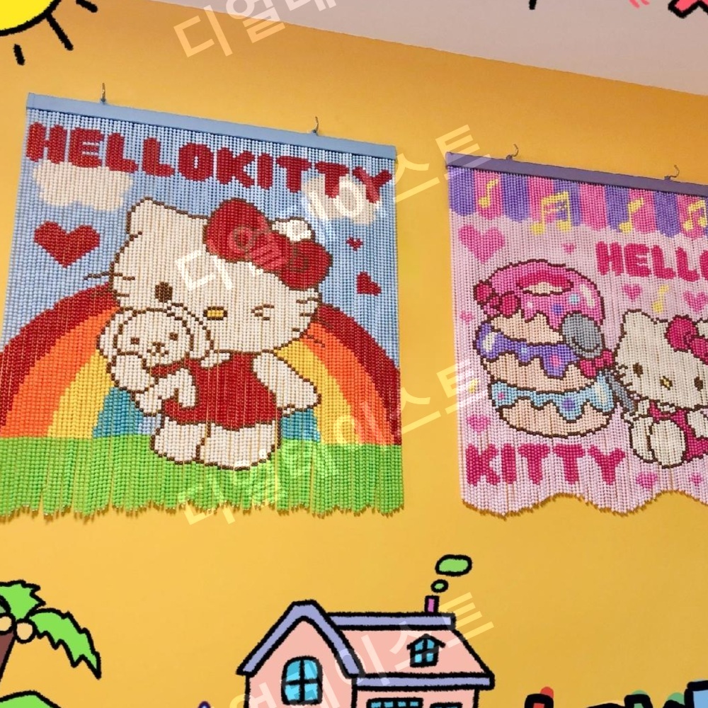 비즈발 만들기 키트 diy 재료 마카롱 헬로키티 문 커튼 - 메인 이미지