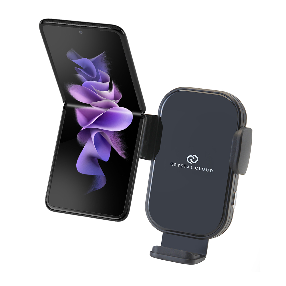 크리스탈클라우드 갤럭시 z플립3 차량용 핸드폰 고속 무선 충전 거치대 충전기 15W
