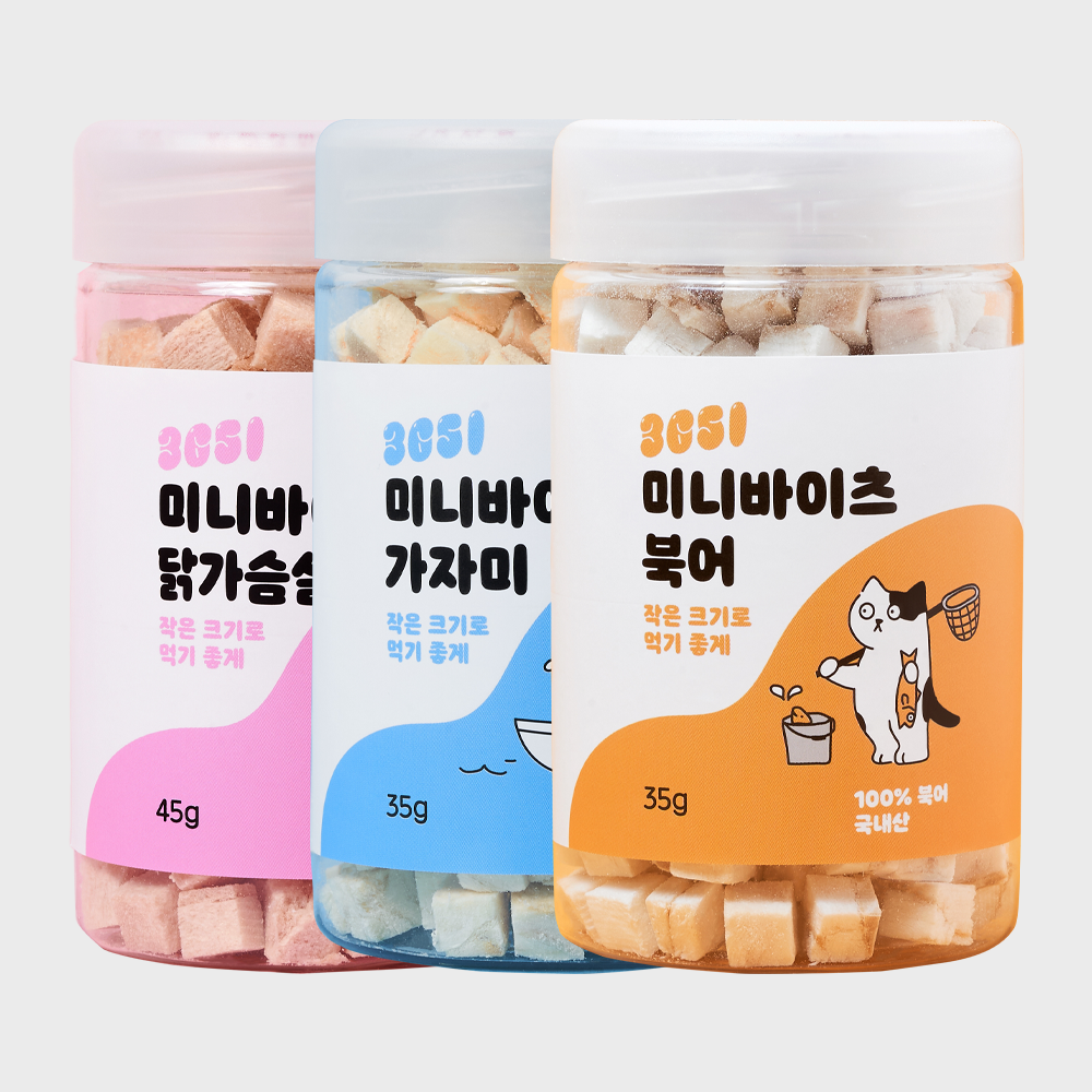 3651 미니바이츠 고양이 트릿 간식 국내산 3종 세트, 115g, 1개 제품 이미지