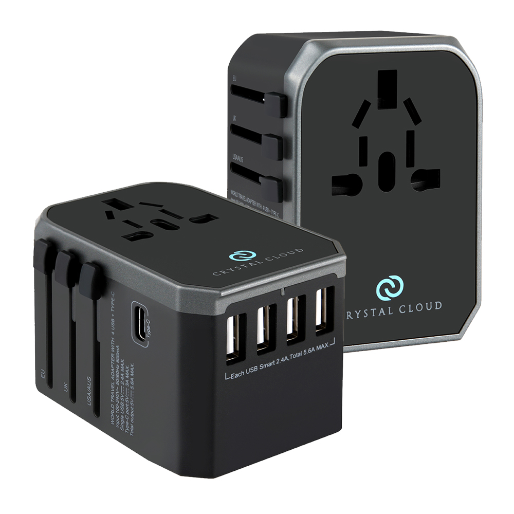 크리스탈클라우드 5포트 USB 5.6A 해외 여행용 멀티 어댑터 돼지코 콘센트 CC-305Plus