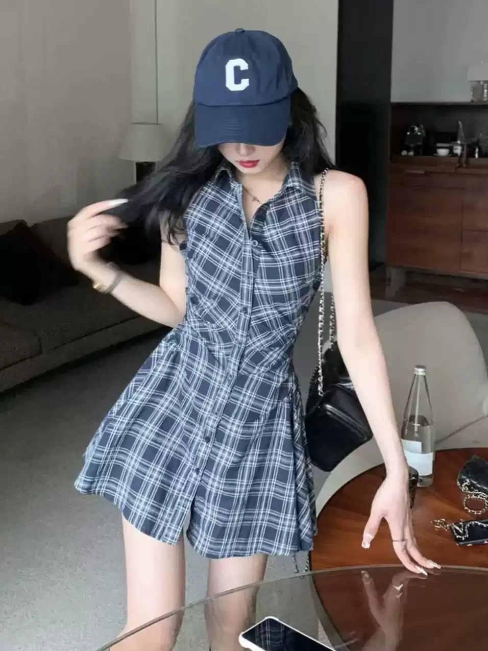 동네멋집2 11화 한혜진 원피스 미니 체크 슬림핏 의상 옷 패션 - 상세 이미지 3