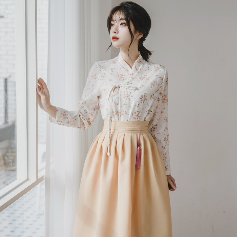 희나 머스타드 허리치마 생활한복 개량 계량 퓨전 반티 - 상세 이미지 2