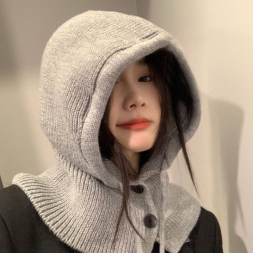 니트바라클라바 후드 남자 여성 단추 패딩 알래스카워머 넥 방한 와이드핏 후드 - 상세 이미지 3