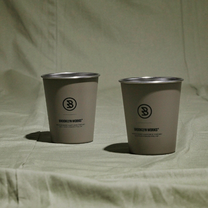 브루클린웍스 스테인리스 싱글 컵 2P 세트 360ml 캠핑 등산 차박 휴대용 파우치포함 - 상세 이미지 5