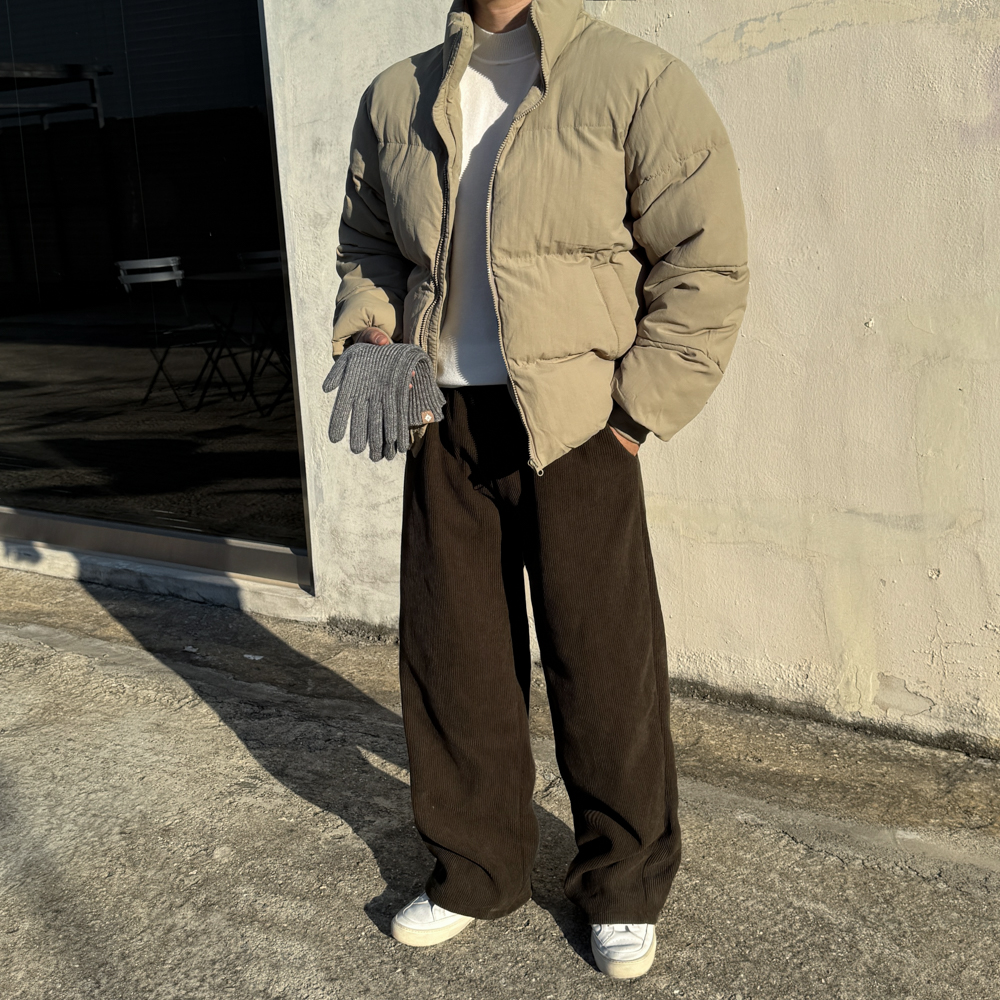 남자 웰론 오버핏 스트링 패딩 점퍼 - 상세 이미지 5