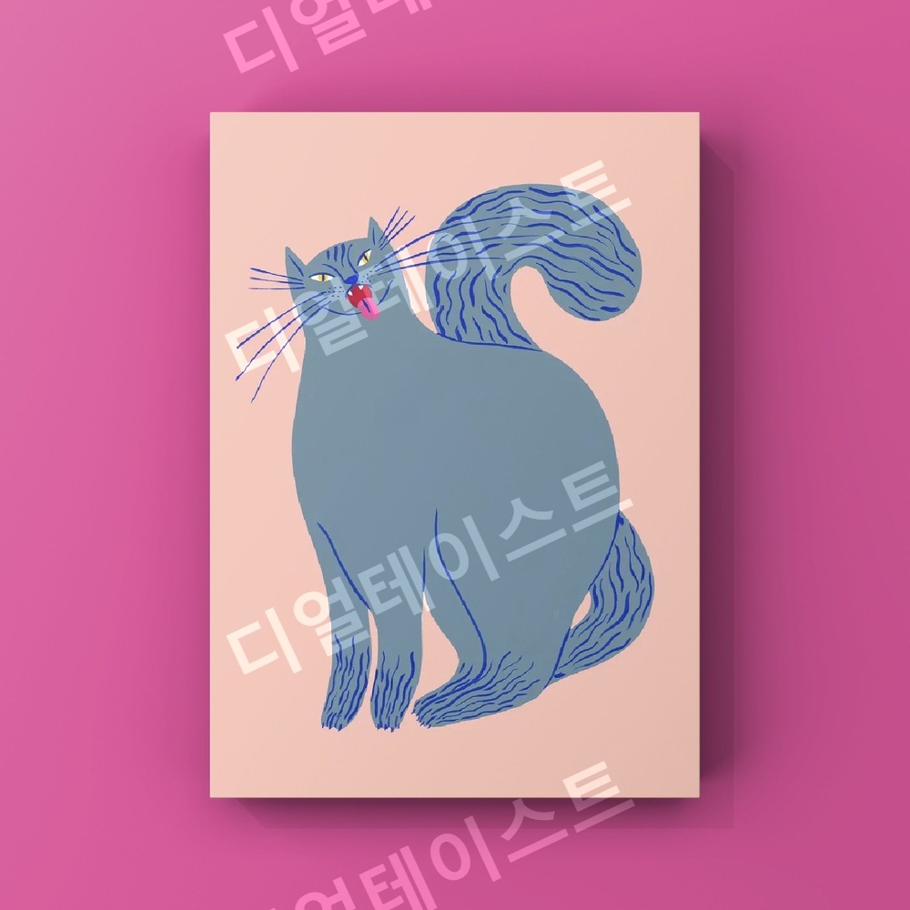 큰 고양이 모던 인테리어 그림 일러스트 액자 포스터 - 상세 이미지 3