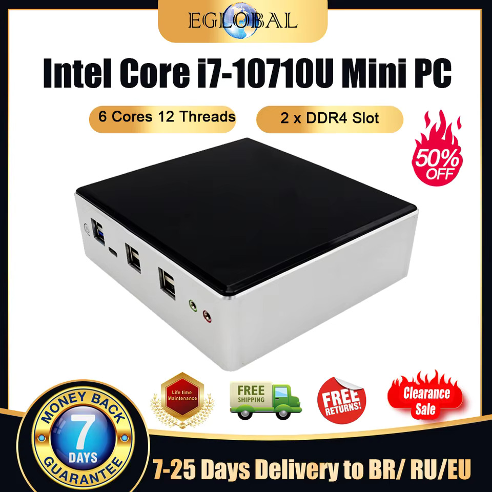 미니pc 미니피씨 Eglobal 인텔 코어 i7 10510U i3 10110U 마이크로 PC 베어본 윈도우 TV 박스 2 Lan DP HD 듀얼 밴드 와이파이 데스크탑... 