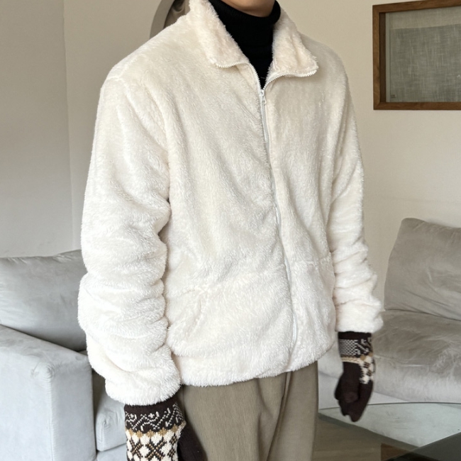 남자 나온 겨울 오버핏 일반&후드 양털 보아털 후리스 집업 자켓