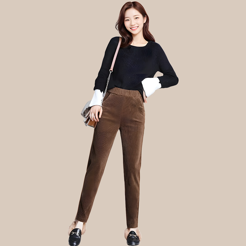 융털 기모 바지 코듀로이 팬츠 골지 슬랙스 - 상세 이미지 2
