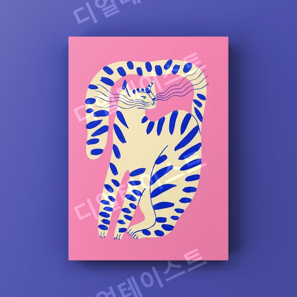 큰 고양이 모던 인테리어 그림 일러스트 액자 포스터 - 상세 이미지 2