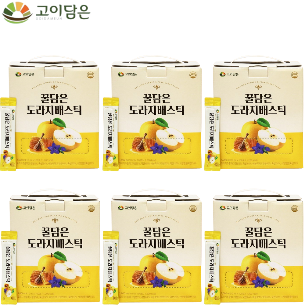 고이담은 프리미엄 배도라지 스틱 10ml 100포 6개 즙 액기스 환절기 목 기관지 건강 - 상품 이미지