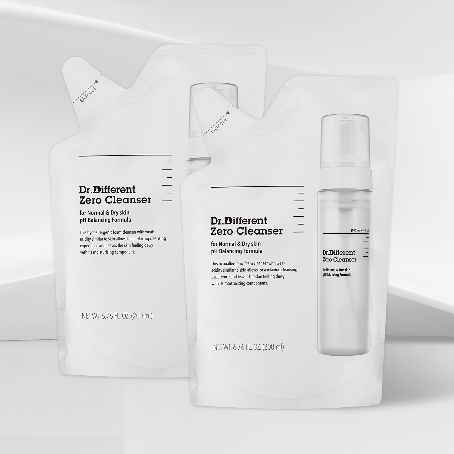 촉촉 클렌징/ 닥터디퍼런트 제로 클렌저 중건성 200ml+본품 용량 리필 - 상세 이미지 2