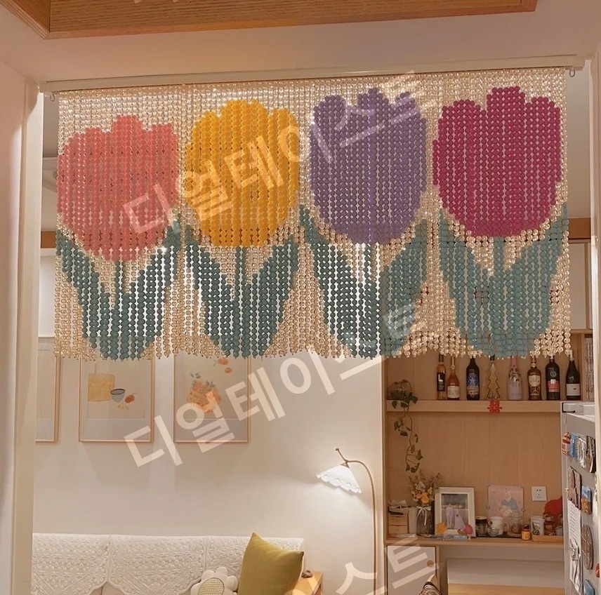 플라워 구슬 커튼 비즈발 만들기 키트 diy 재료 현관발 - 상품 이미지