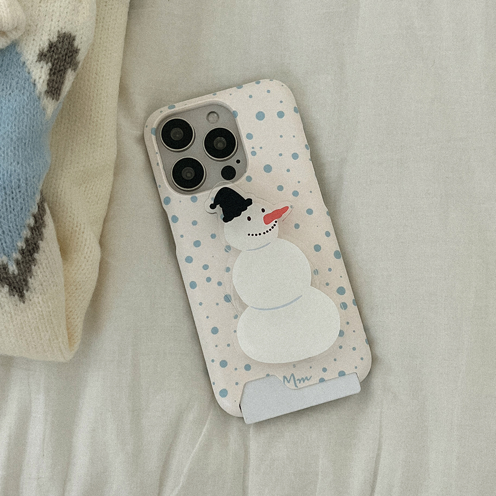 [mm] snow pattern 아이폰 16pro 카드수납 하드 케이스 blue - 상세 이미지 3