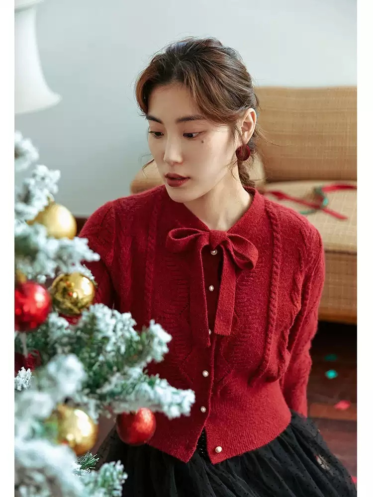 스캔들 99화 김규선 가디건 레드 민주련 리본 복고풍 의상 옷 패션 - 상세 이미지 2
