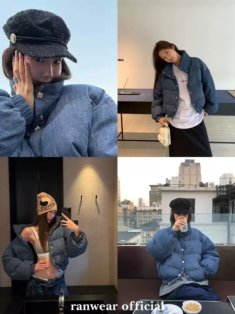 제니 패딩 숏 공항패션 데님 캐주얼 의상 옷 패션 - 상세 이미지 3
