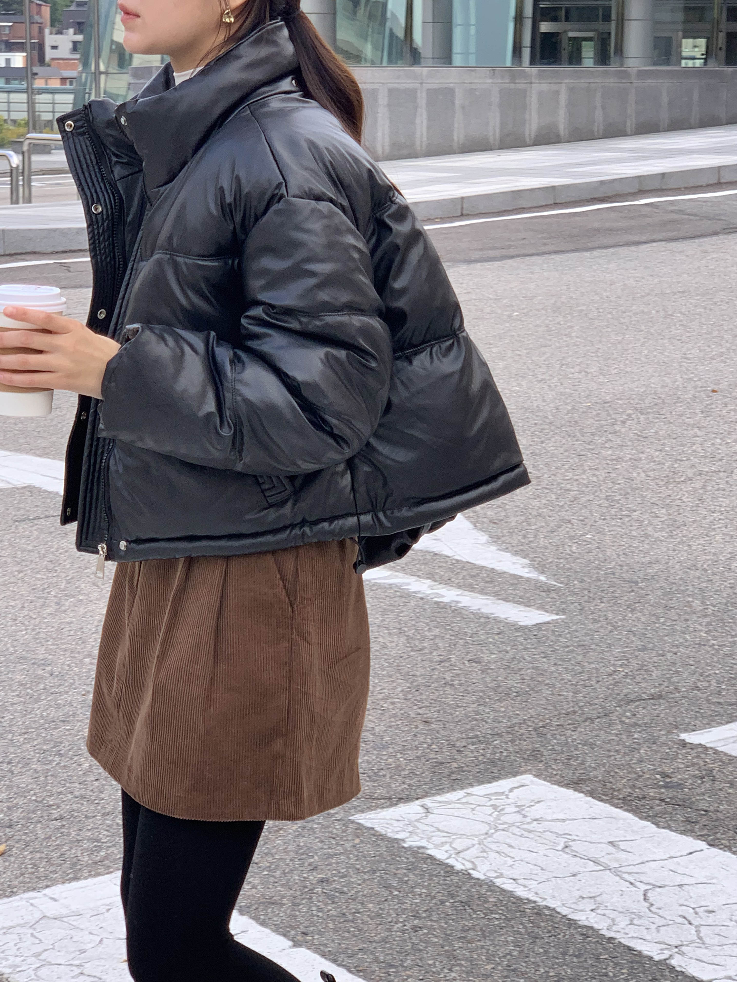 모나크 겨울 아방 하이넥 한파 크롭 스트링 웰론 숏패딩(4color)