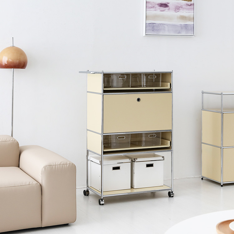 심플리 이동식 수납장 1문 BC641 870mmx400mmx1265mm, 4단, 솔리드베이지 9940.6092 - 상세 이미지 2