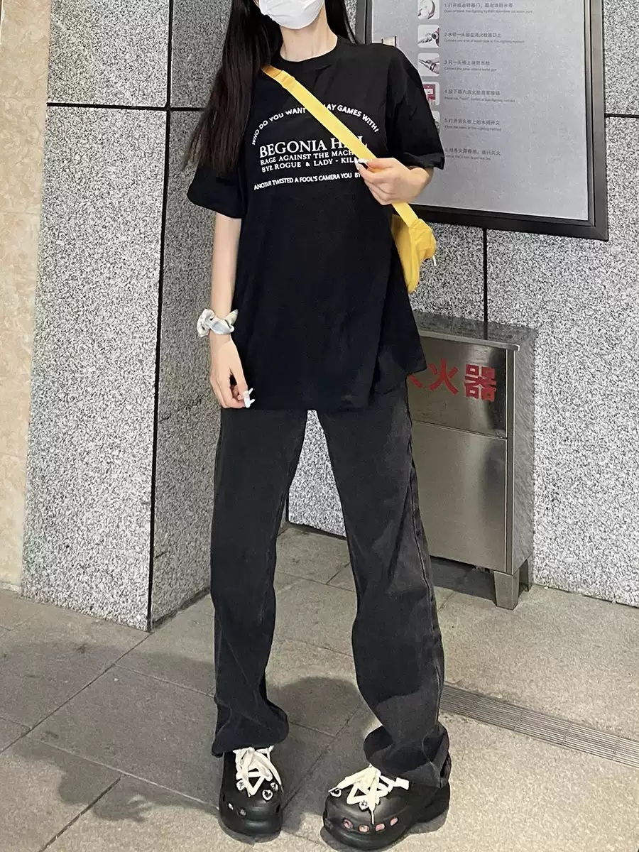로제 팬츠 바지 블랙 공항패션 루즈핏 하이웨스트 의상 옷 패션 - 상세 이미지 5