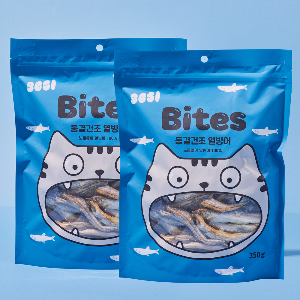 3651 바이츠 동결건조 대용량 고양이 트릿 간식 열빙어, 350g, 2개 제품 이미지