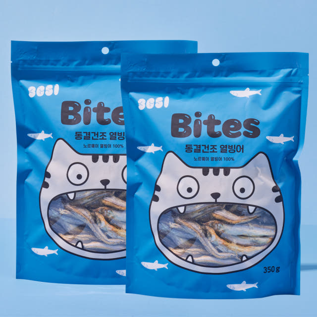 3651 바이츠 동결건조 대용량 고양이 트릿 간식 열빙어, 350g