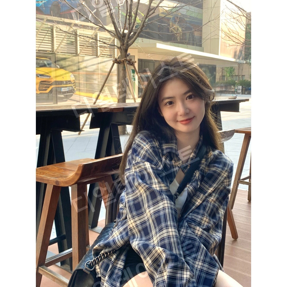 체크 셔츠 여성 긴팔 탑 - 상세 이미지 2