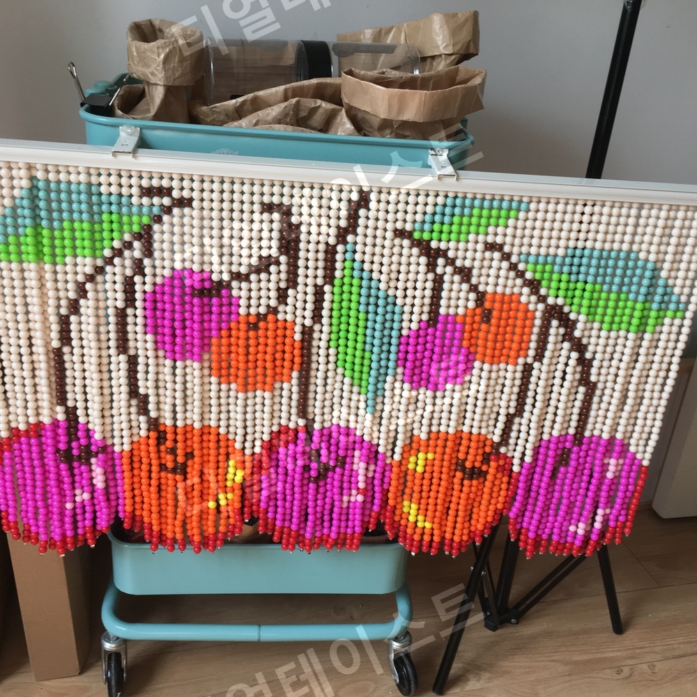 체리 비즈발 만들기 키트 diy 재료 과일그림 집꾸미기 장식 - 메인 이미지