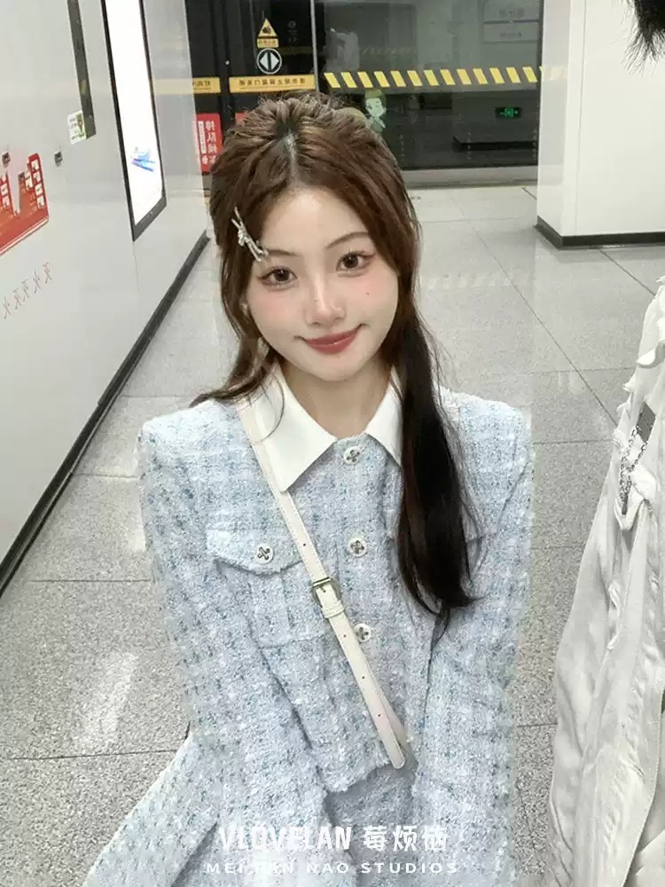 스캔들 93화 김규선 투피스 블루 민주련 하객룩 트위드 의상 옷 패션 - 상세 이미지 2