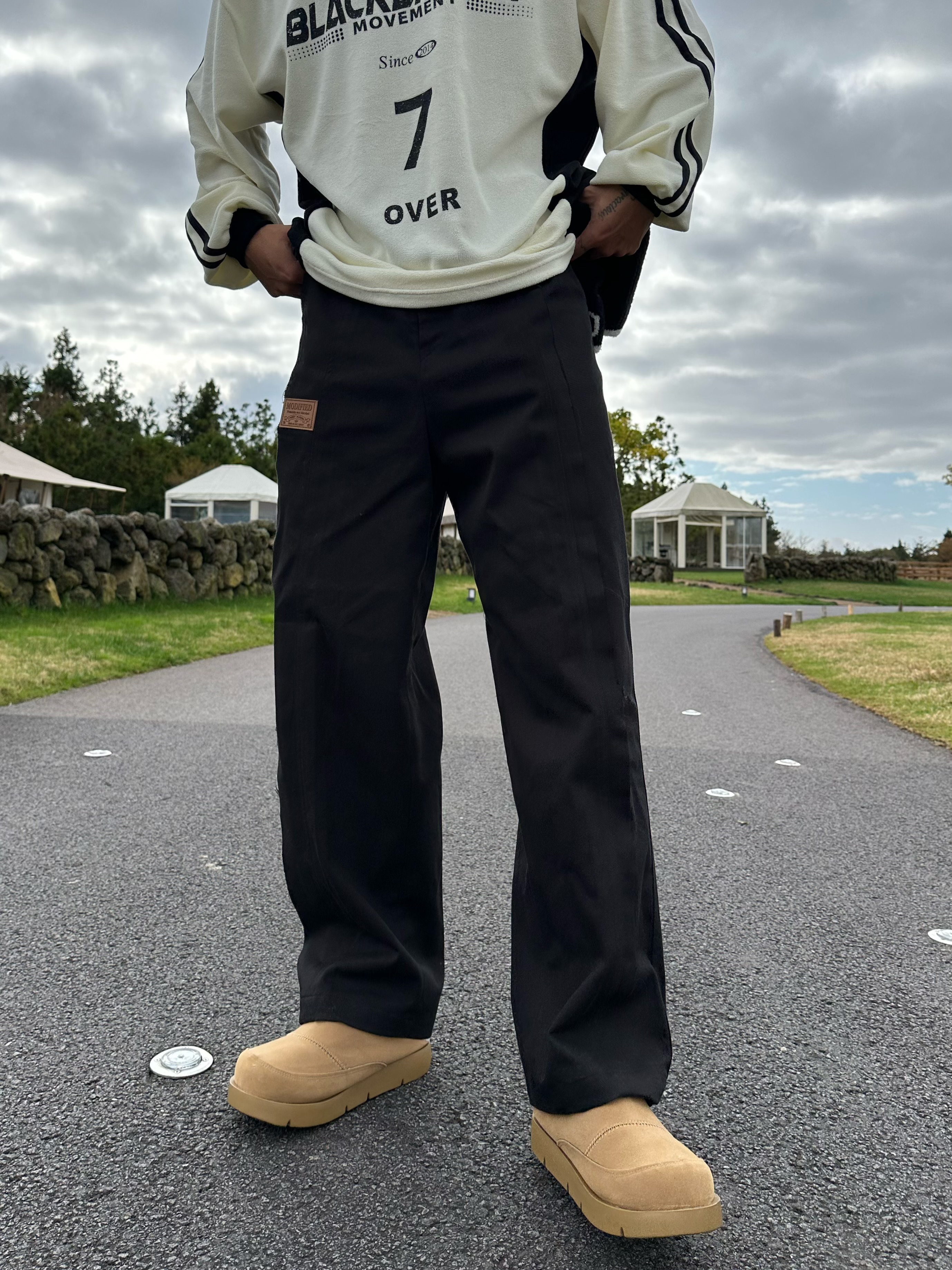 카펜터바지 와이드팬츠 코디 세미와이드팬츠 - 상품 이미지