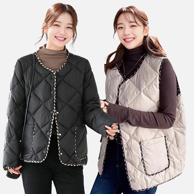 1+1 퀼팅 여성 패딩조끼 자켓 경량 베스트 - 상품 이미지