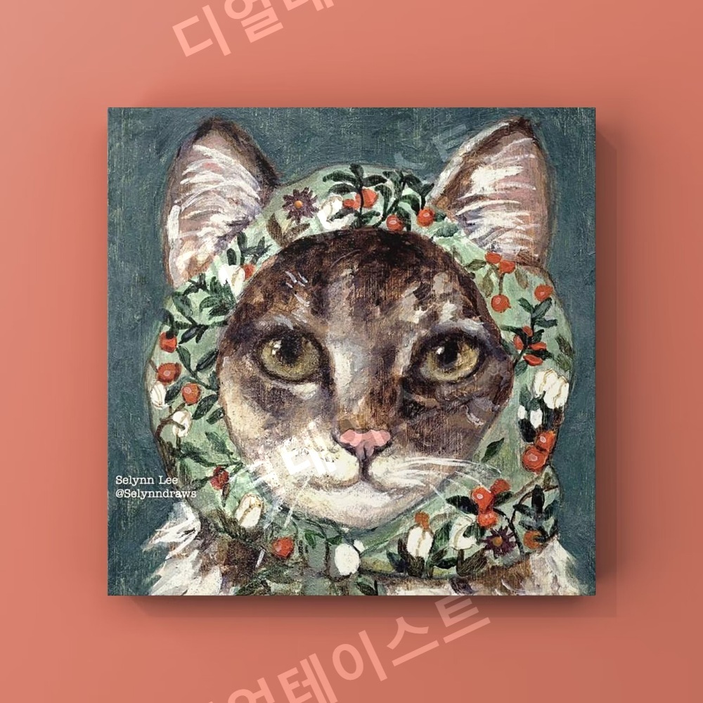 터번을 쓴 고양이 인테리어 그림 일러스트 액자 포스터 - 상세 이미지 4