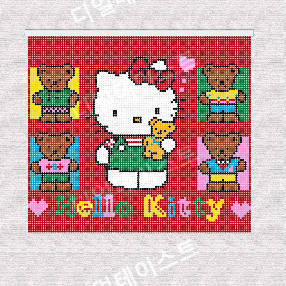 구슬커튼 비즈발 만들기 키트 diy 재료 헬로키티비즈발 도안