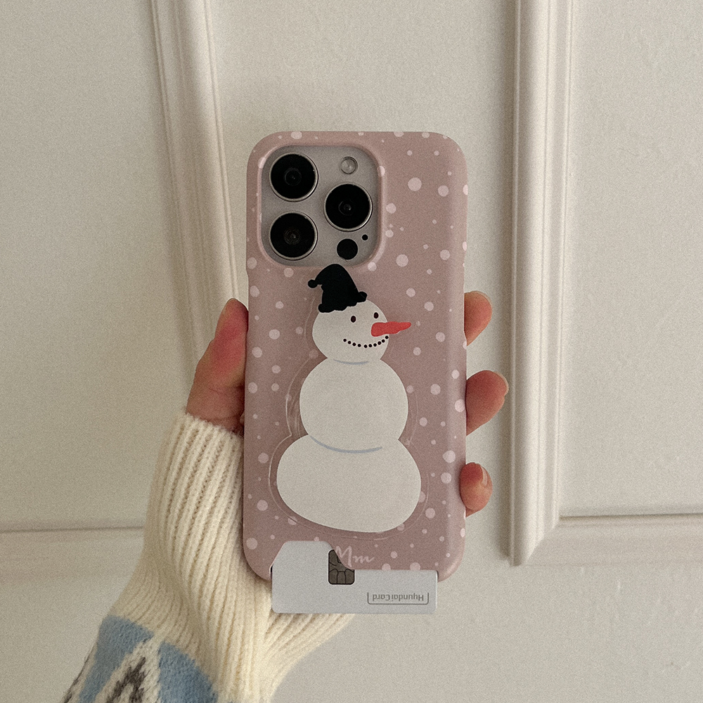 [mm] snow pattern 아이폰 16pro 카드수납 하드 케이스 blue - 상세 이미지 4