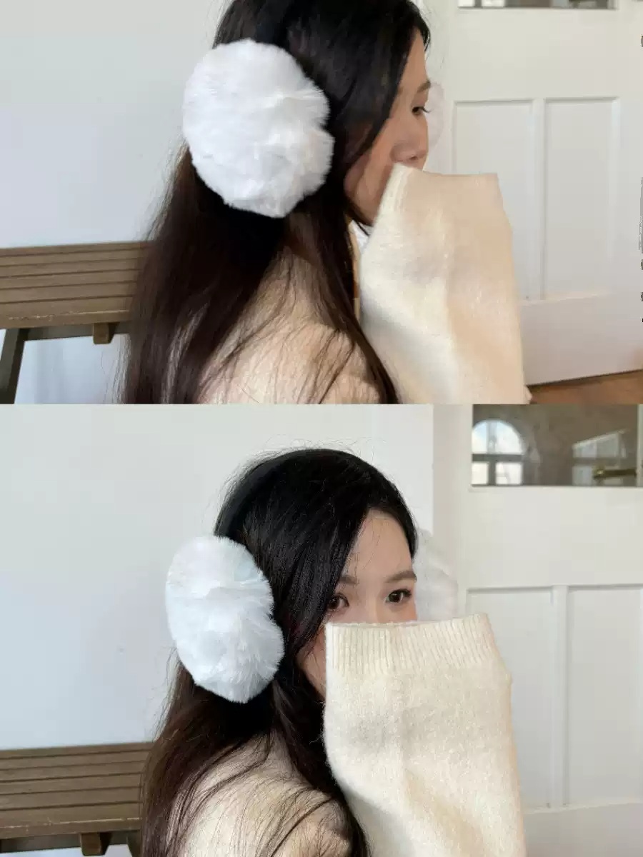 제니 귀마개 모피 공항패션 겨울 두꺼운 의상 옷 패션 - 상세 이미지 3