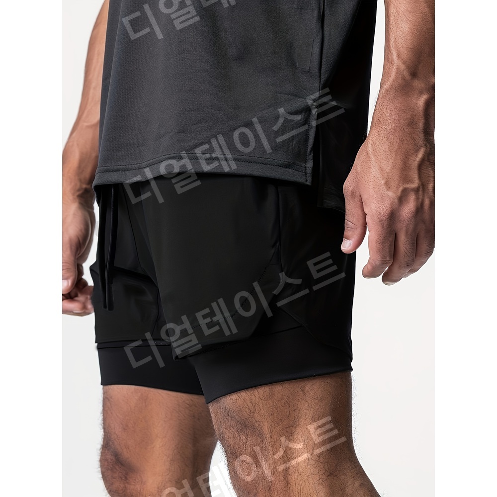 4부 스쿼트 숏팬츠 바지 남성용 스포츠 반바지 - 상세 이미지 3